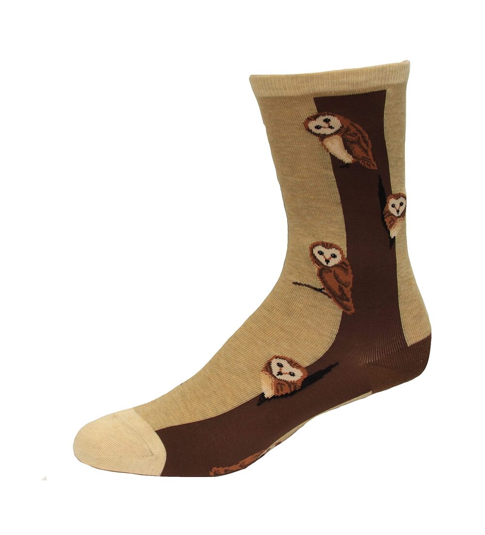 Hot Sox Women's Owl Crew Socks 1 Pair, Hemp Heather, Women's 9-11 Shoe